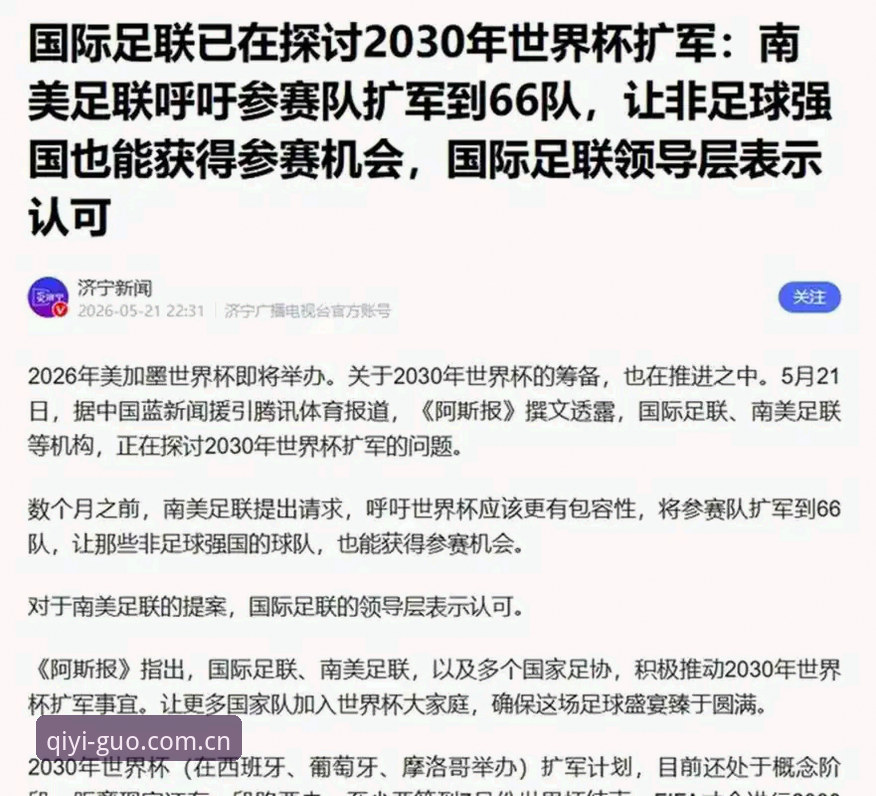 2030年世界杯扩军至66队的全面解析：中国男足的绝佳机遇与全球足球格局演变